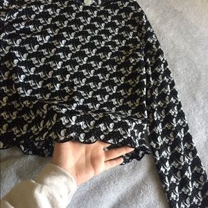 long silky sleeve blouse with birds as a pattern